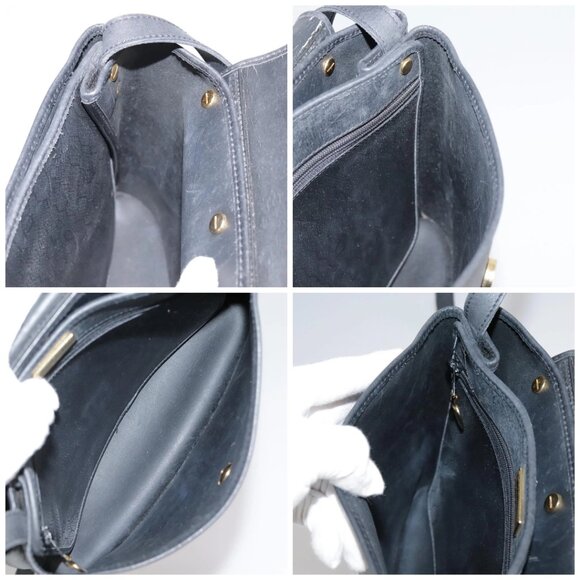 Christian Dior Honeycomb Canvas Shoulder Bag PVC Leather Black Gold Auth 109067 - Picture 15 of 16